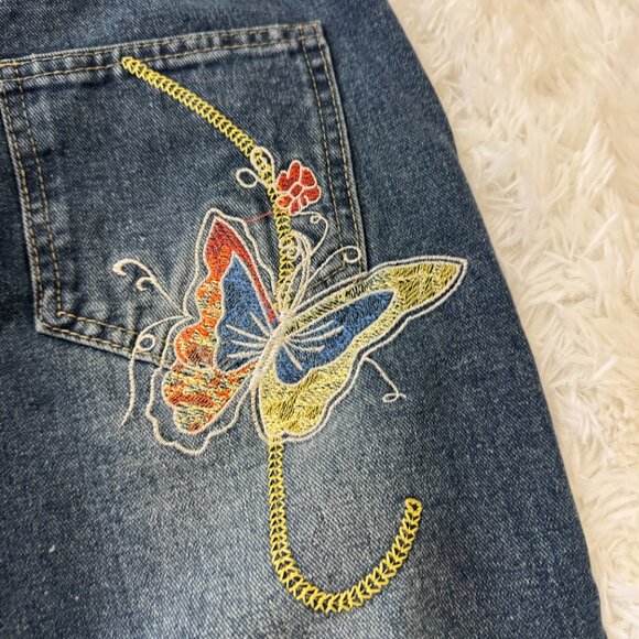 YESSTYLE Sosana Low Waist Butterfly Embroidered Bootcut Jeans Size M 26 in insea - Picture 9 of 13
